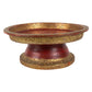Red pedestal shaped offering basket with gold trim
